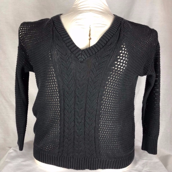 Lane-Bryant-Sweater-Womens-Black-Cable Knit 18 - Picture 2 of 8